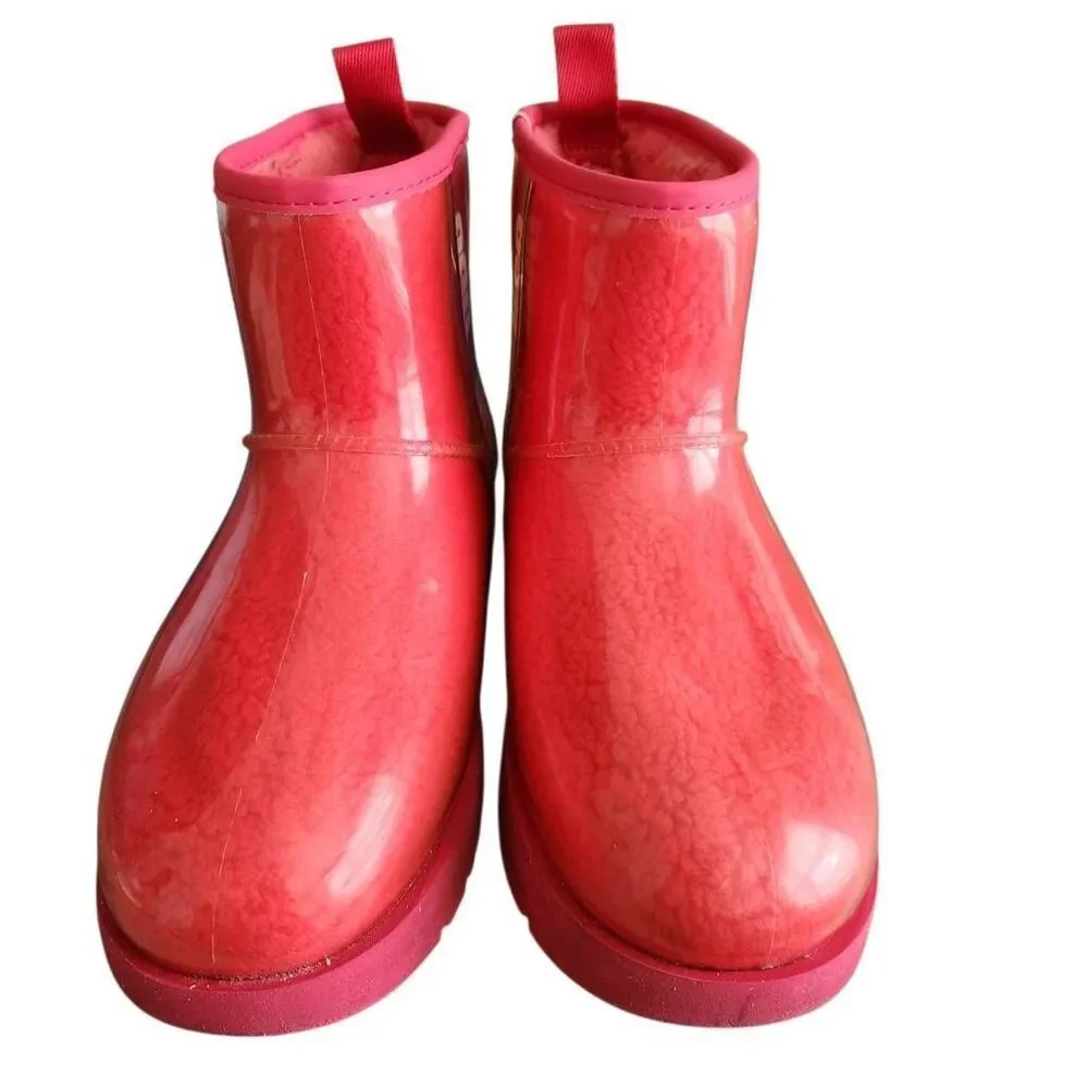 UGG Boots‎ Womens 9 Clear Mini Sherpa Waterproof Ankle Logo Outerwear Snow
